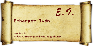 Emberger Iván névjegykártya
