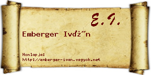 Emberger Iván névjegykártya